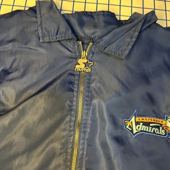Amsterdam Admirals Windbreaker Starter Jacket Size XL Blue Full Zip Chest Logo - Picture 7 of 8